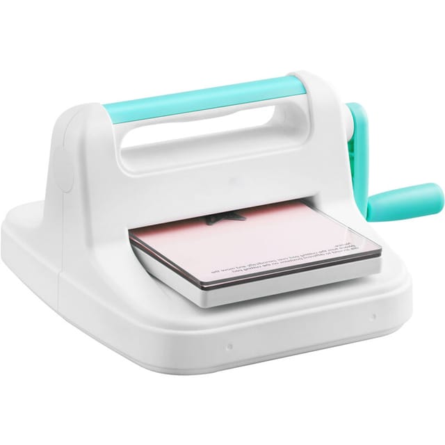Manuelle Stanz- und Prägemaschine, weiß, benutzerfreundliche 6-Zoll-Scrapbooking Maschine mit tragbarer Öffnung, komplettes Set enthalten. Komplettes