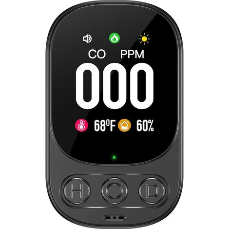 1 Kohlenmonoxidmelder, Temperatur- Und Feuchtigkeitssensor, 3-stufiger Alarm, Lcd-bildschirm, Für Zuhause, Hotel, Wohnmobil