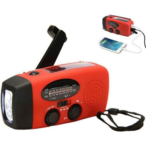 1 Solarradio, Handkurbel, 3 Led-lampen, 350 Mah Externer Akku, Fm/am-wetterradio, Camping, Wandern, Notfallausrüstung