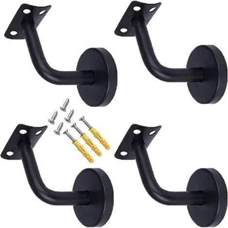 4-teiliges Handlauf-set, Edelstahl, 3-loch-wandmontage, Für Treppen Im Innen- Und Außenbereich, Schwarz