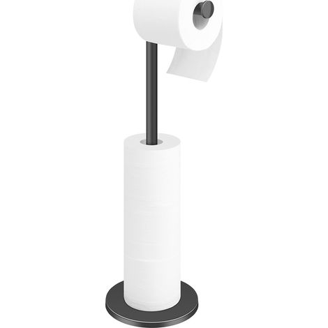 1 Freistehender Toilettenpapierhalter, Edelstahl, Beschwerter Sockel, Mattschwarz, Für Badezimmer