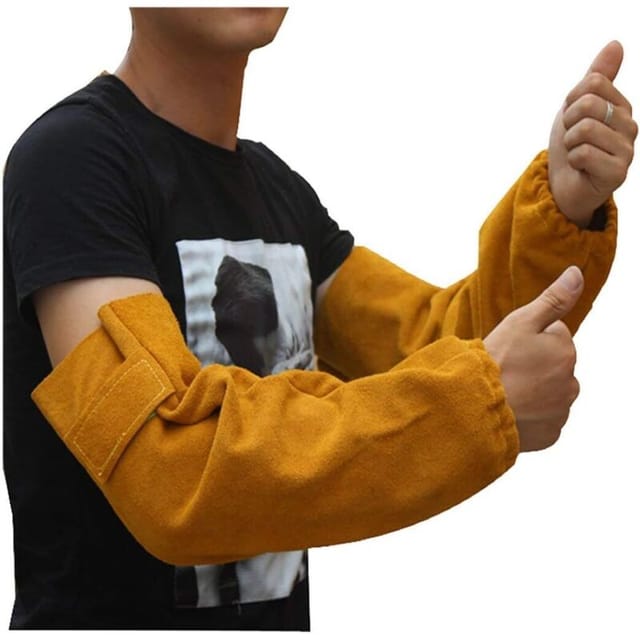 [NEUWERTIG] Hitzebeständige Schweißarmmanschetten aus Leder, elastische Manschette, Sicherheitsarbeit, funkenbeständiger Armschutz – INHHUB