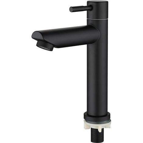 Schwarze 18-cm-waschtischarmatur – Edelstahl Sus304 – Gebürstete Oberfläche – Einlochmontage – Hochwertiger Luftsprudler