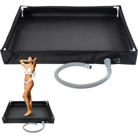 Faltbare Duschwanne – 80 X 80 X 10 Cm – Wasserdicht Und Faltbar, Ideal Fürs Wildcampen. Auch Für Zelte Im Innen- Und Außenbereich Geeignet. Schwarz.