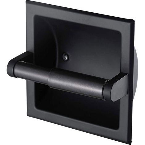 1 Versenkter Toilettenpapierhalter, Edelstahl 304, Mattschwarz, Inklusive Rückenlehne, Badezimmer