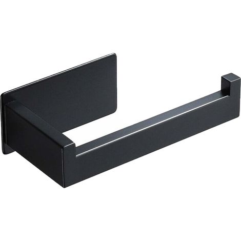1 Toilettenpapierrollenhalter, Edelstahl, Klebemontage Ohne Bohren, Schwarzes Design, Für Bad Und Küche
