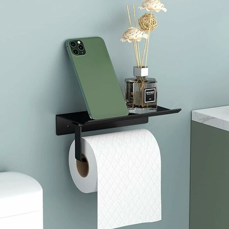 1 Wandmontierter Toilettenpapierhalter Mit Ablagefach, Absturzsicherung Und Handyhalterung Für Bad Und Küche