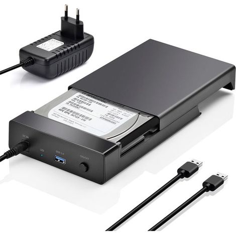 Gehäuse – 3,5-zoll-festplattengehäuse – Kompatibel Mit 2,5-/3,5-zoll-ssds/hdds – Maximale Kapazität: 16 Tb – Externes Festplattengehäuse – Uasp-kompatibel – Schwarz