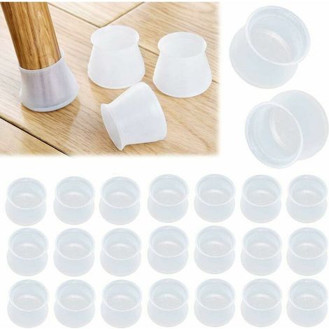 Set Mit 24 Silikon-stuhlbeinkappen, Kratzfester Schutz Für Tisch- Und Stuhlbeine, 28-45 Mm (transparent)