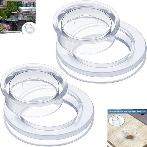 Zubehör Für Terrassentische – Set Mit 3 Ringen Und Dickeren Kappen Für Sonnenschirme – Standardgröße – Transparent