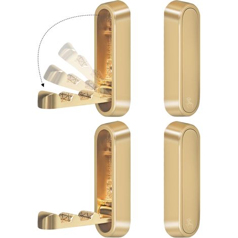 Set Mit 4 Goldenen, Klappbaren Wandhaken, Robuste Klappbare Wandhaken Aus Zinklegierung, Ausziehbare, Klappbare Garderobenhaken, Handtuchhaken Fürs Badezimmer