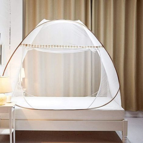 1 Moskitonetzbett, Pop-up-design, Tür Mit Reißverschluss, Sicherheitsrand Am Boden, Für Schlafzimmer Und Camping
