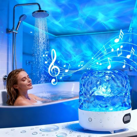 Wasserdichter Ozeanwellenprojektor Mit Bluetooth-lautsprecher Und Weißem Rauschen – 16 Farben, Fernbedienung Und Touch-steuerung – Für Dusche Und Badewanne