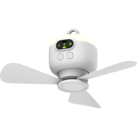 Tragbarer Und Wiederaufladbarer Campingventilator Mit 8000-mah-akku, Fernbedienung, Integrierter Lampe, 3 Abnehmbaren Flügeln, Timer, 4 Geschwindigkeitsstufen Und Mitgelieferter Fernbedienung Für Den