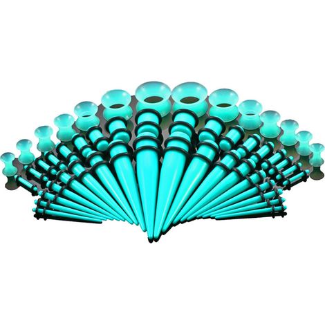 Packung Mit 50 Ohrtunneln, Acryl- Und Silikonstiele, Größen 1,6 Mm Bis 12 Mm, Türkisblau, Weiß, Schwarz, Transparent, Für Männer Und Frauen