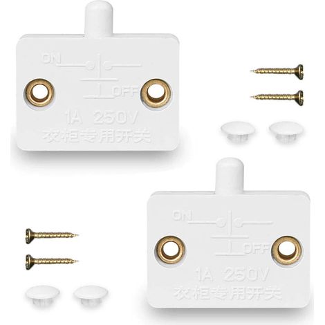 2 Automatische Türschalter, 1a 250v, Weiß, Für Schränke Und Regale