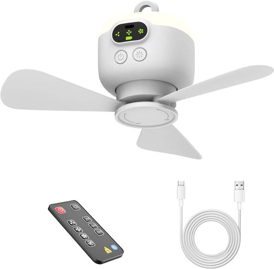Tragbarer Deckenventilator Für Zelte, 8000-mah-akku, 3 Abnehmbare Flügel, Automatische Abschaltung, 4 Windgeschwindigkeiten, Für Den Außenbereich, Pergolen, Veranden Und Strände