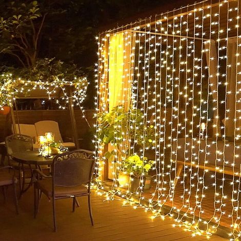 Lichtervorhang Für Den Außenbereich - 3 M X 3 M - 8 Modi - Niederspannungsstecker - Geeignet Für Partydekorationen Usw.