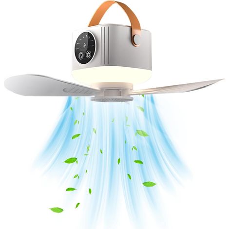 Tragbarer Campingventilator (7200 Mah) Mit Led-licht, Fernbedienung, Abnehmbaren Flügeln, Timer, 4 Geschwindigkeitsstufen, 3 Helligkeitsstufen Und Usb-aufladung. Ideal Für Zelte, Autos Usw.