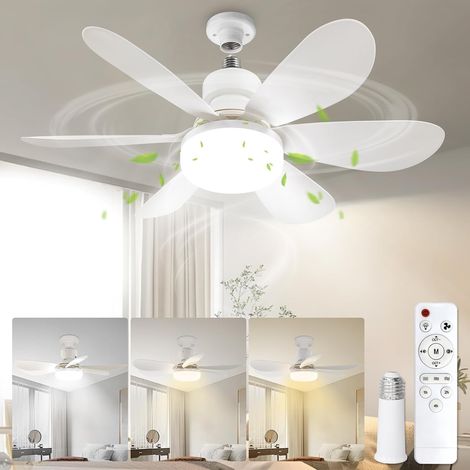 Deckenventilator Mit Licht, Steckdose Und Fernbedienung – 50 Cm (20 Zoll) – Schraubbefestigung – E26-fassung – Einstellbare Lichtintensität 3000 K–6000 K – 40 W – Geeignet Für Schlafzimmer Und Küche