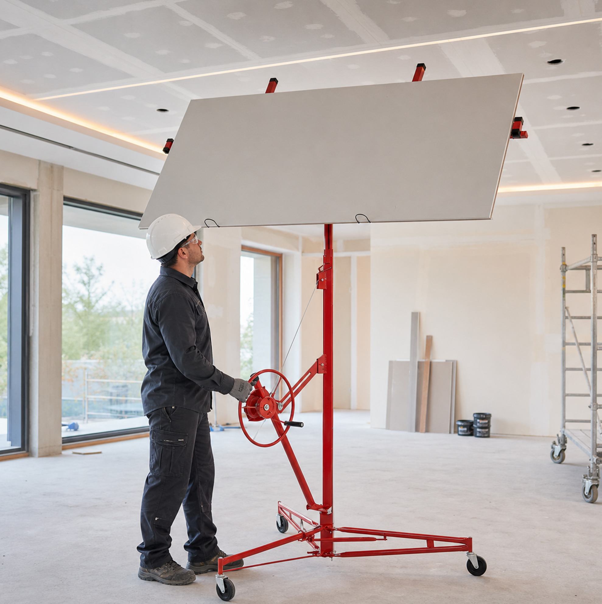 Teleskop-hubwagen Mit Winde, 180-470 Cm, 60° Neigung, 68 Kg, Rot Okmyhome
