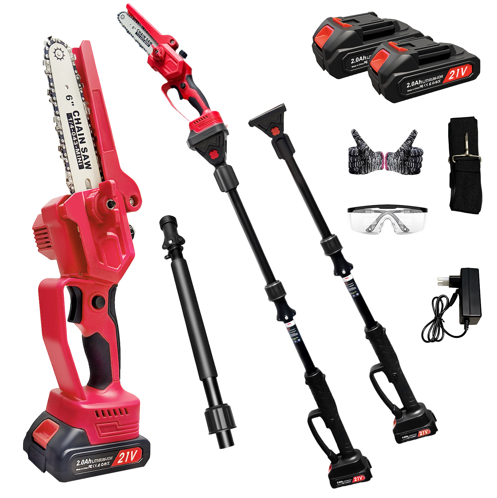 Akku-stangensäge 300 W Teleskopisch 141-240 Cm, 180°-kopf, Bürstenlos Okmyhome