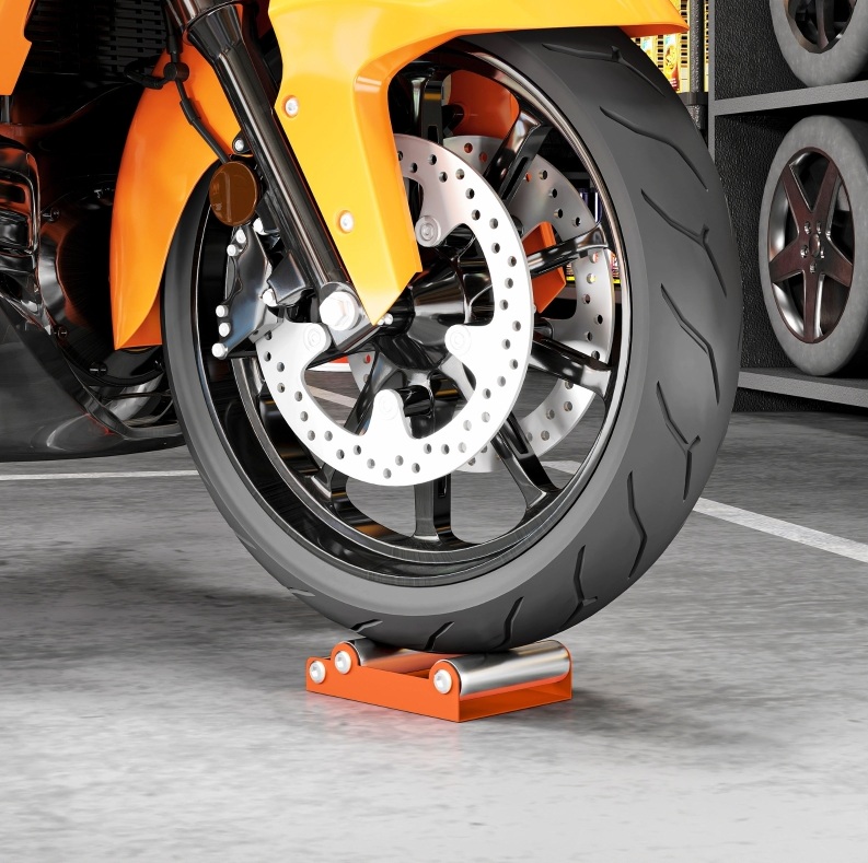 Motorrad-reinigungsständer Mit Rollen, Inklusive Rampe, Orange Okmyhome