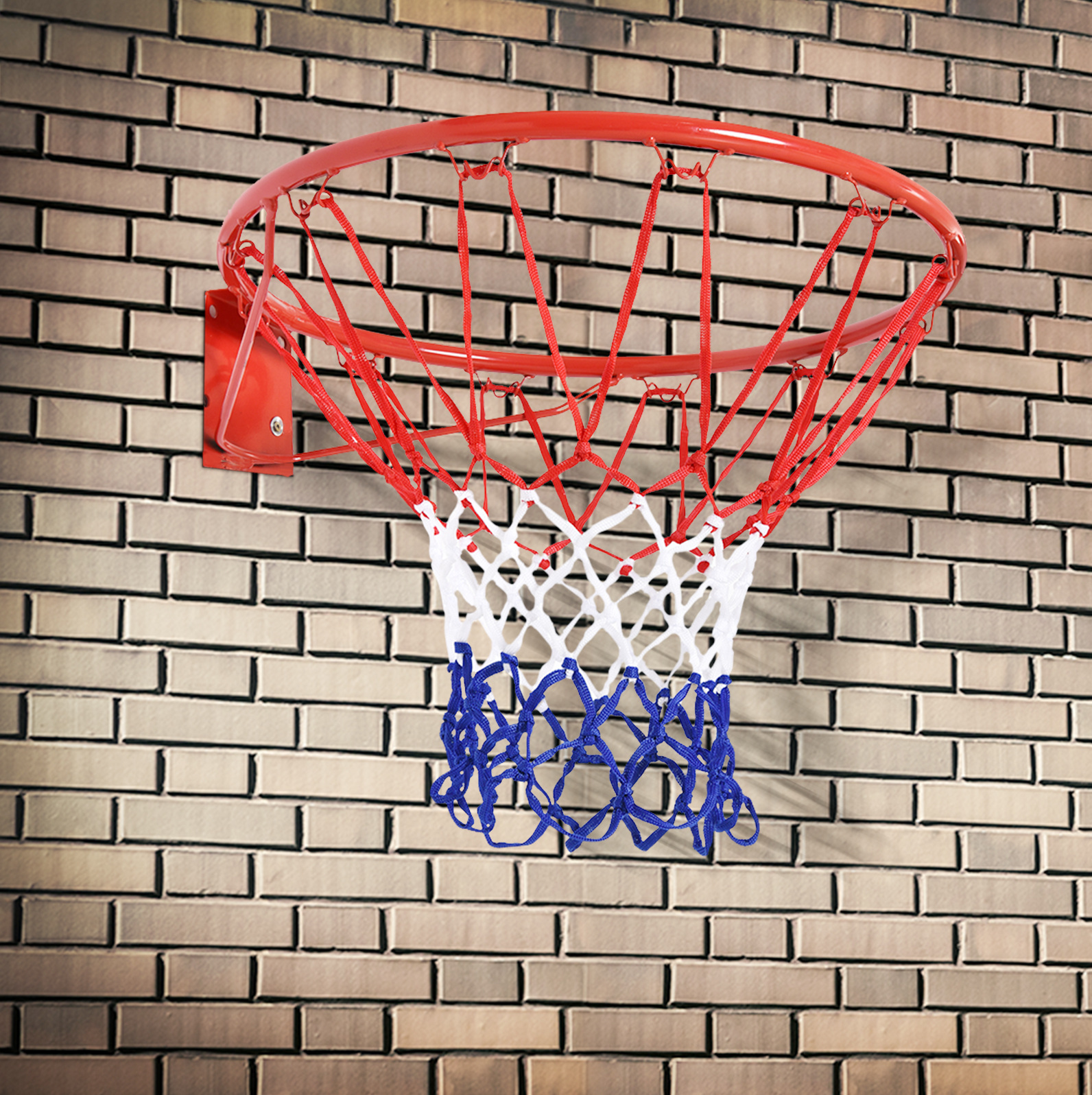 Wand-basketballkorb 46 Cm Aus Stahl Und Nylon, Rot, Blau Und Weiß, Okmyhome