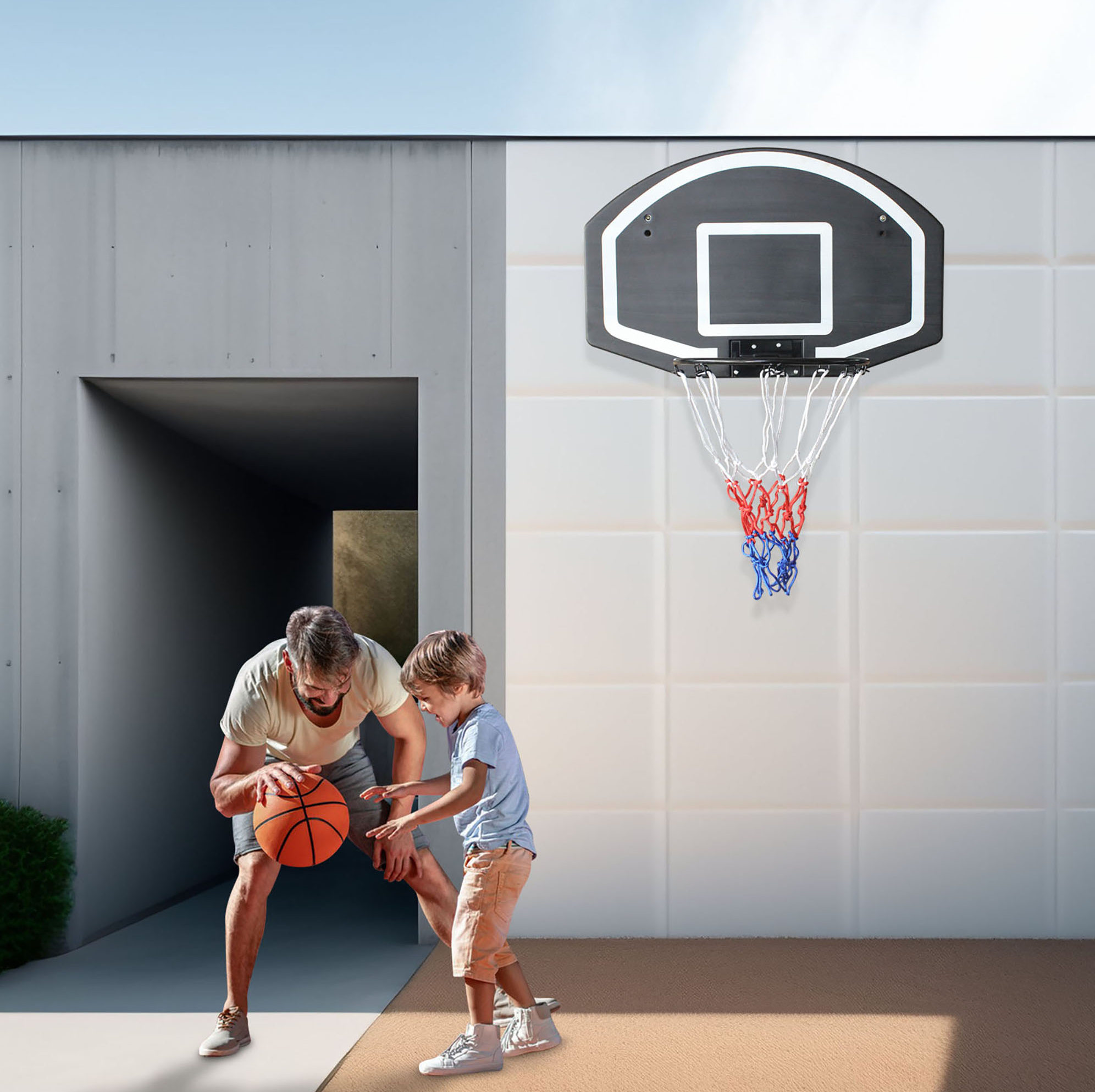 Wand-basketballkorb Mit Brett 72,39 X 45,72 Cm, Schwarz Okmyhome