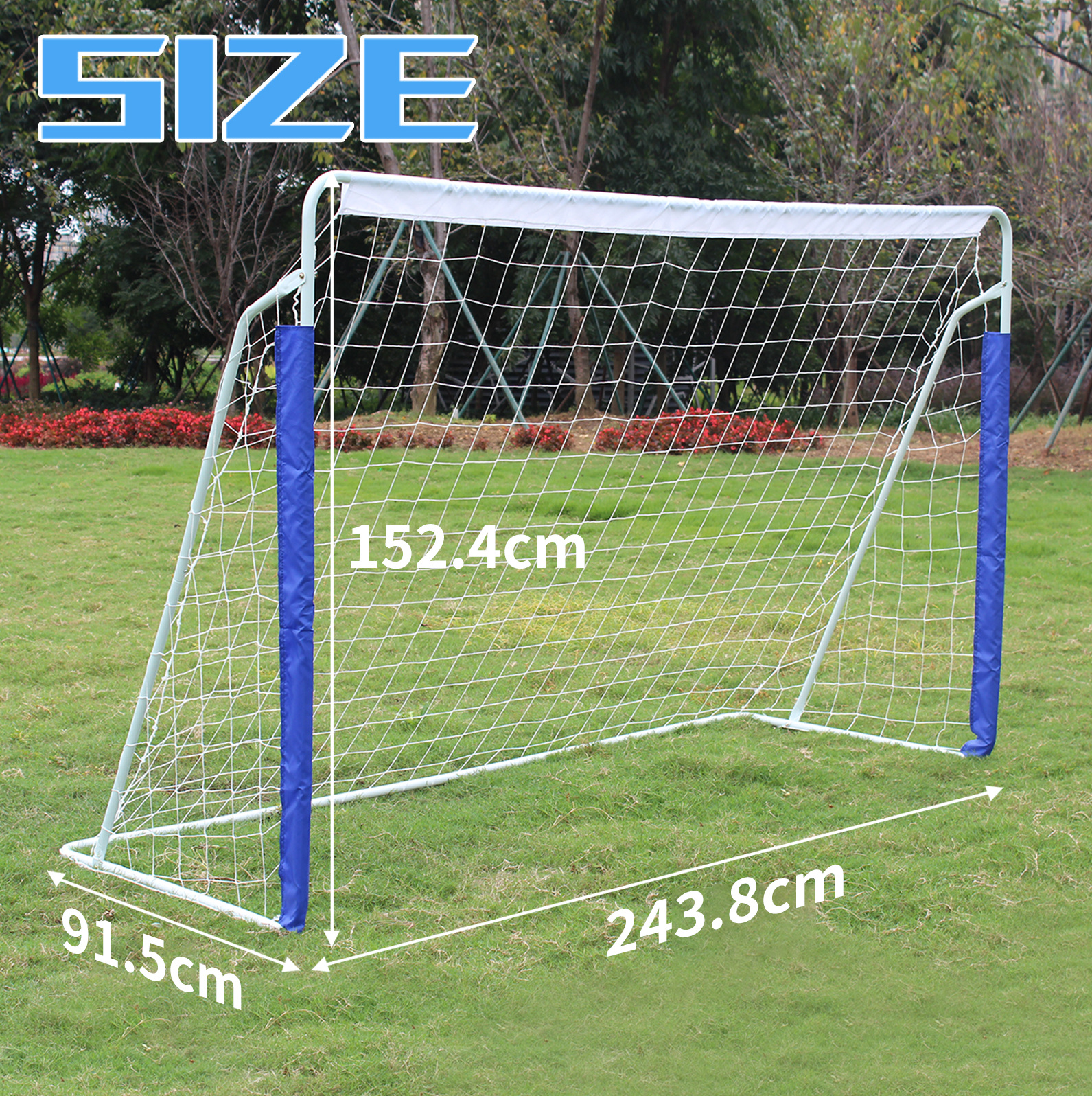 Faltbares Fußballtor 243,8 X 152,4 Cm Mit Tragetasche, Blaues Metallgestell Okmyhome