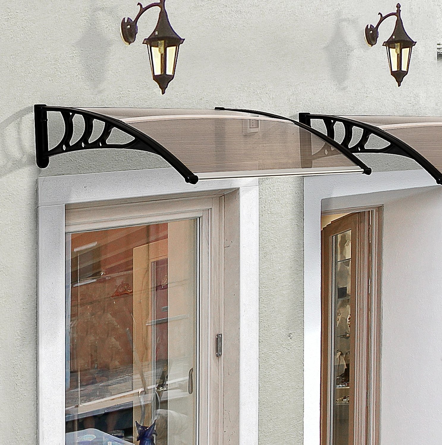 Eingangsüberdachung Aus Polycarbonat, 120 X 75 X 23 Cm, Braun Okmyhome
