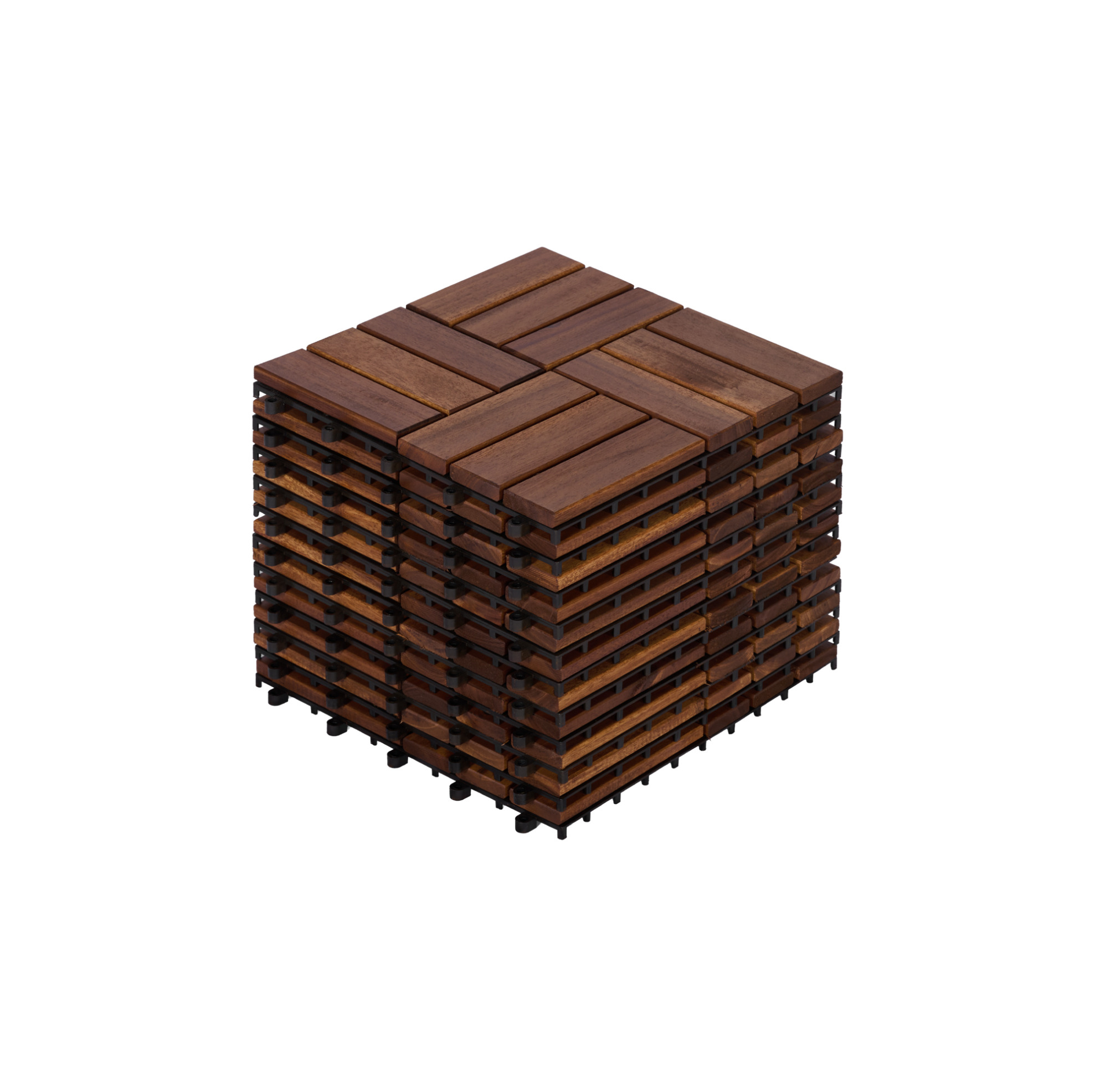 Steck-terrassenfliesen Aus Akazienholz 30 X 30 X 2 Cm, 11 Stück, Braun Okmyhome