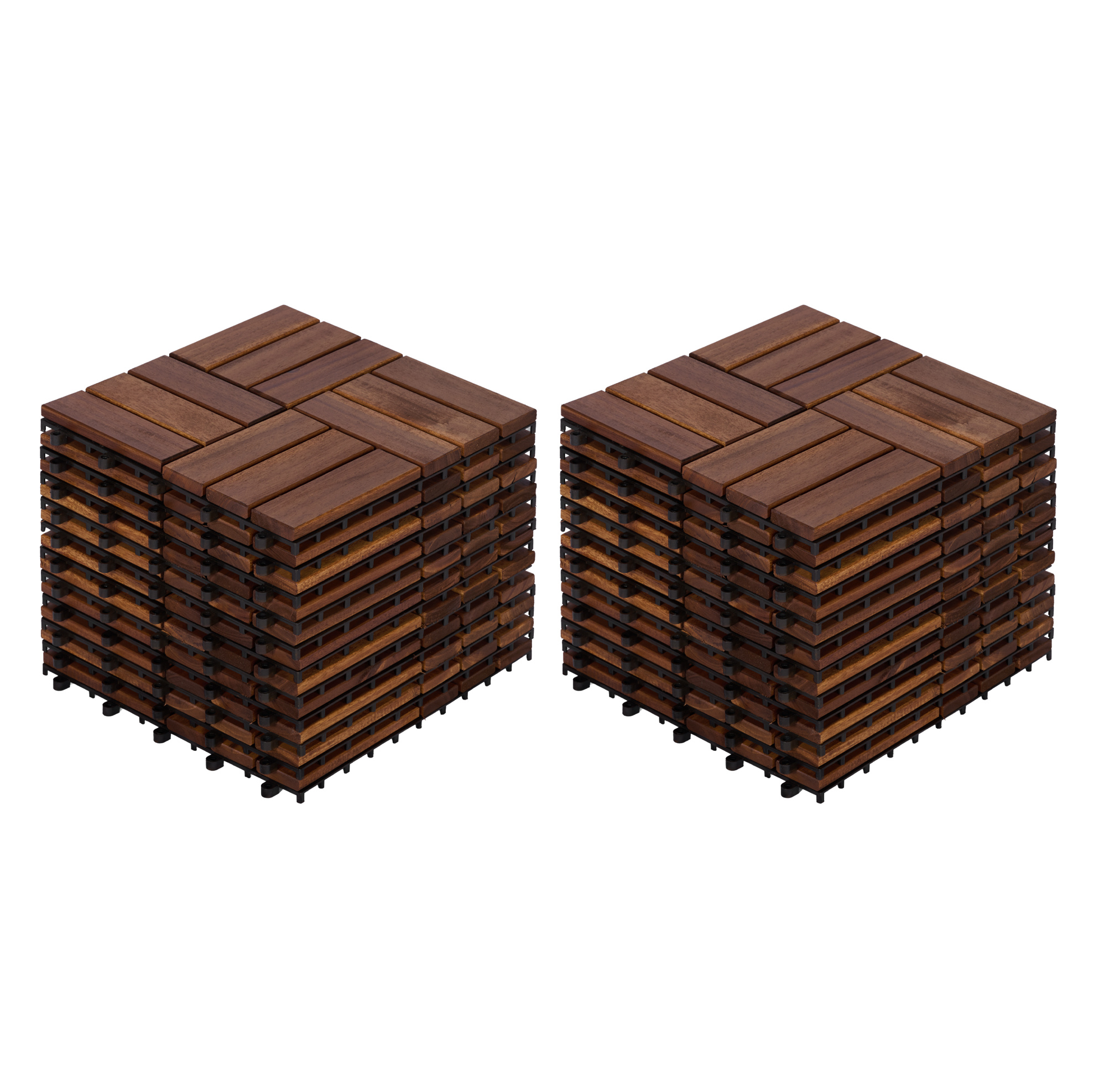22 Klickbare Terrassenfliesen 30 X 30 X 2 Cm Aus Braunem Akazienholz Okmyhome