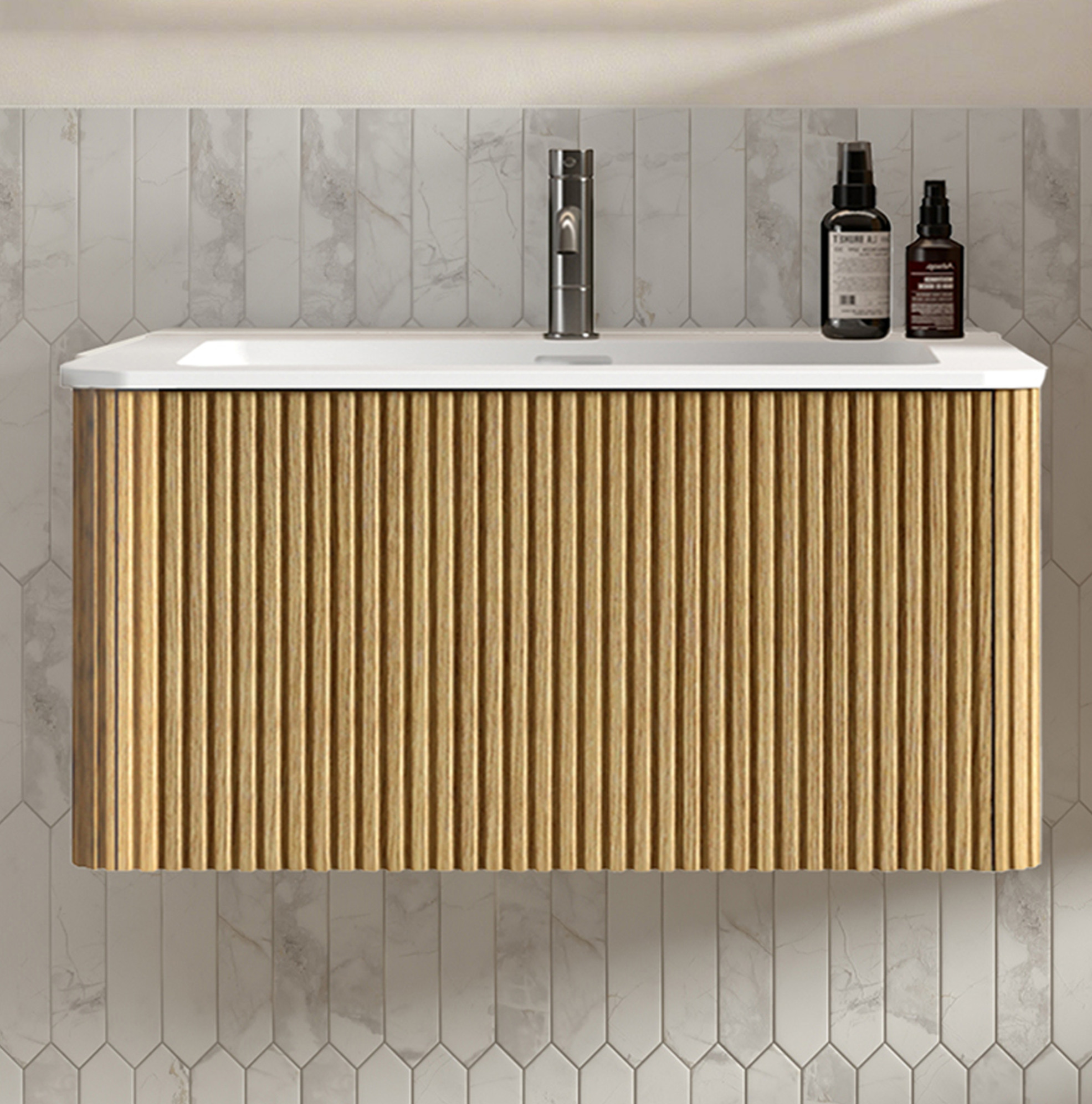 Waschtischunterschrank Mit Waschbecken 81 X 46,5 X 37 Cm, Eichenoptik Okmyhome