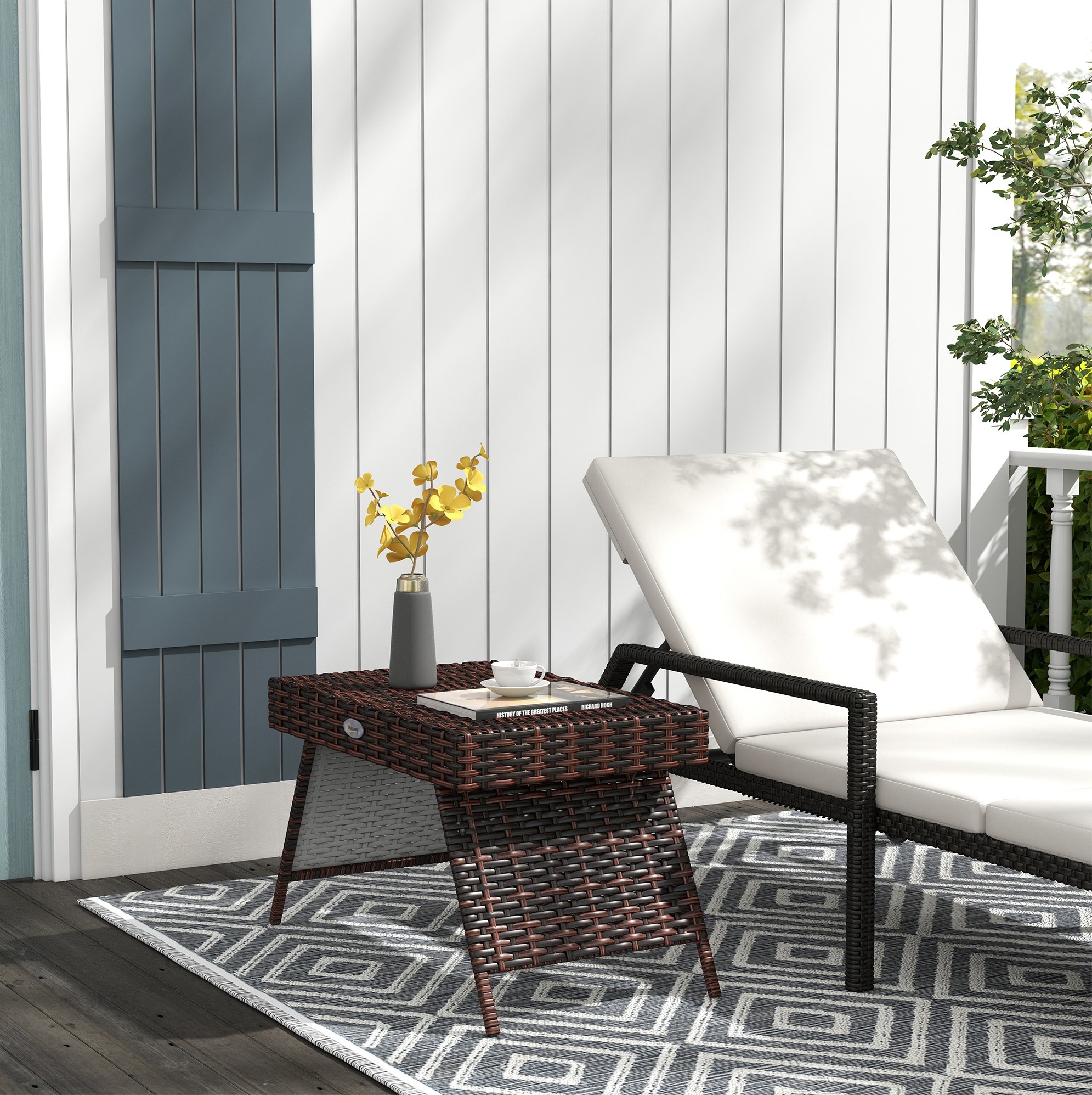Klappbarer Gartentisch Aus Rattan, 60 X 41 X 41 Cm, Braun, Ohne Montage, Okmyhome