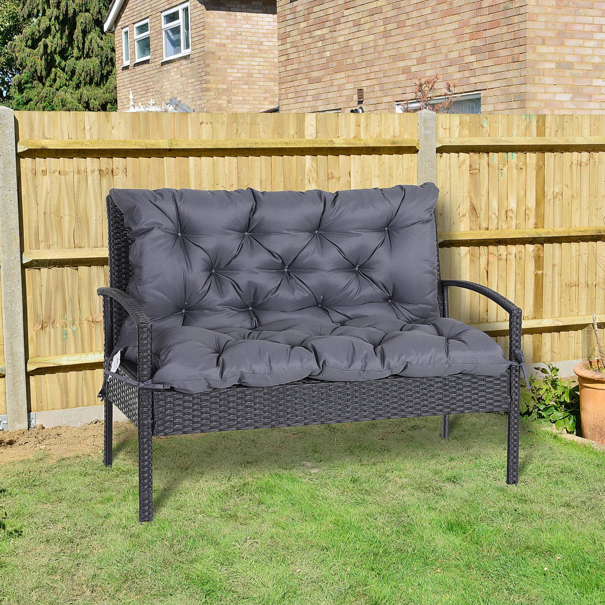 Gartenbankkissen 100 X 98 X 8 Cm Mit Rückenlehne, Polyester Und Schaumstoff, Dunkelgrau Okmyhome