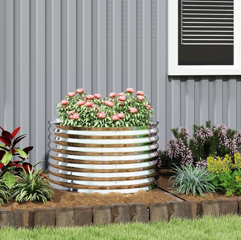 Metall-hochbeet Mit Offenem Boden 160 X 80 X 56 Cm Dunkelgrau Okmyhome