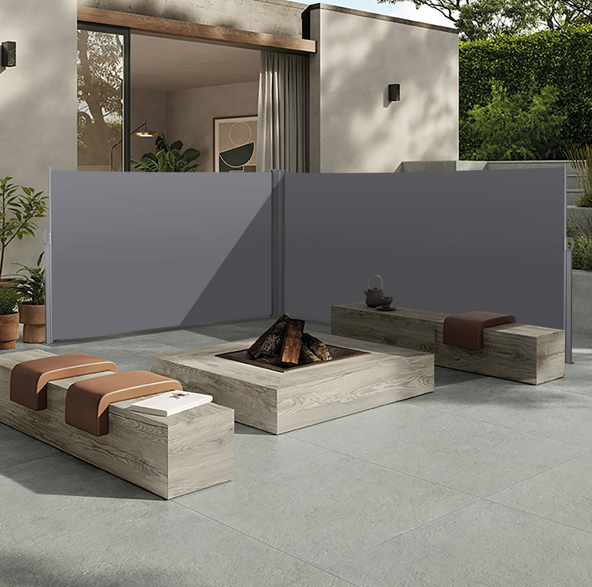 Seitenmarkise 180 X 600 Cm, Sichtschutz, Windschutz, Wasserdicht, Grau Okmyhome
