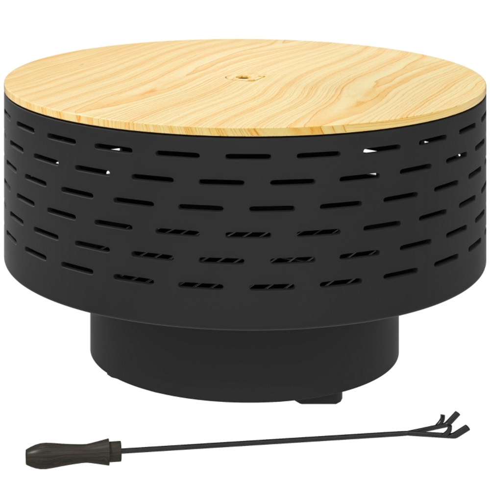 3-in-1-feuerschale Ø 60 X 39 Cm Aus Edelstahl, Mit Grill, Anthrazitgrau Okmyhome