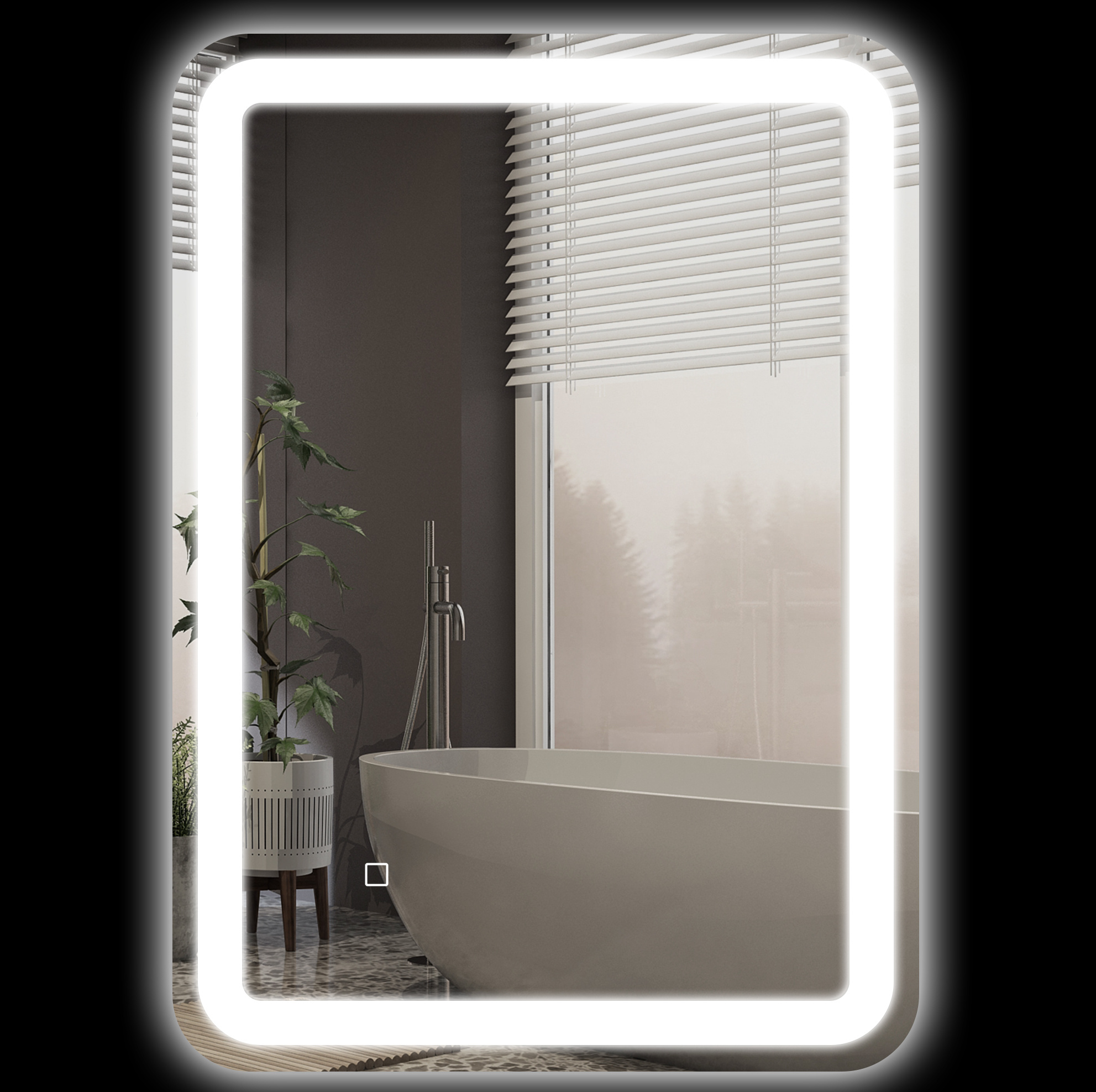 Led-badezimmerspiegel 50 X 70 Cm, 3 Lichtfarben, Ip44, Anti-beschlag, Silber Okmyhome