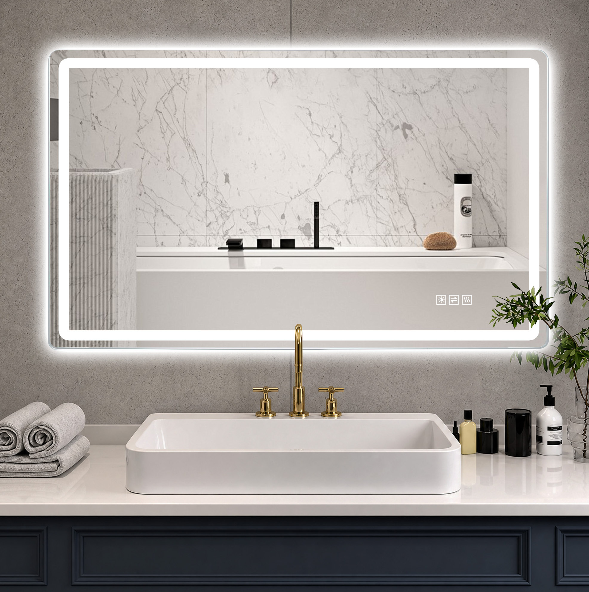 Led-badezimmerspiegel 60 X 120 Cm, Rahmenlos, Beschlagfrei, 3 Lichtfarben, Dimmbar Okmyhome