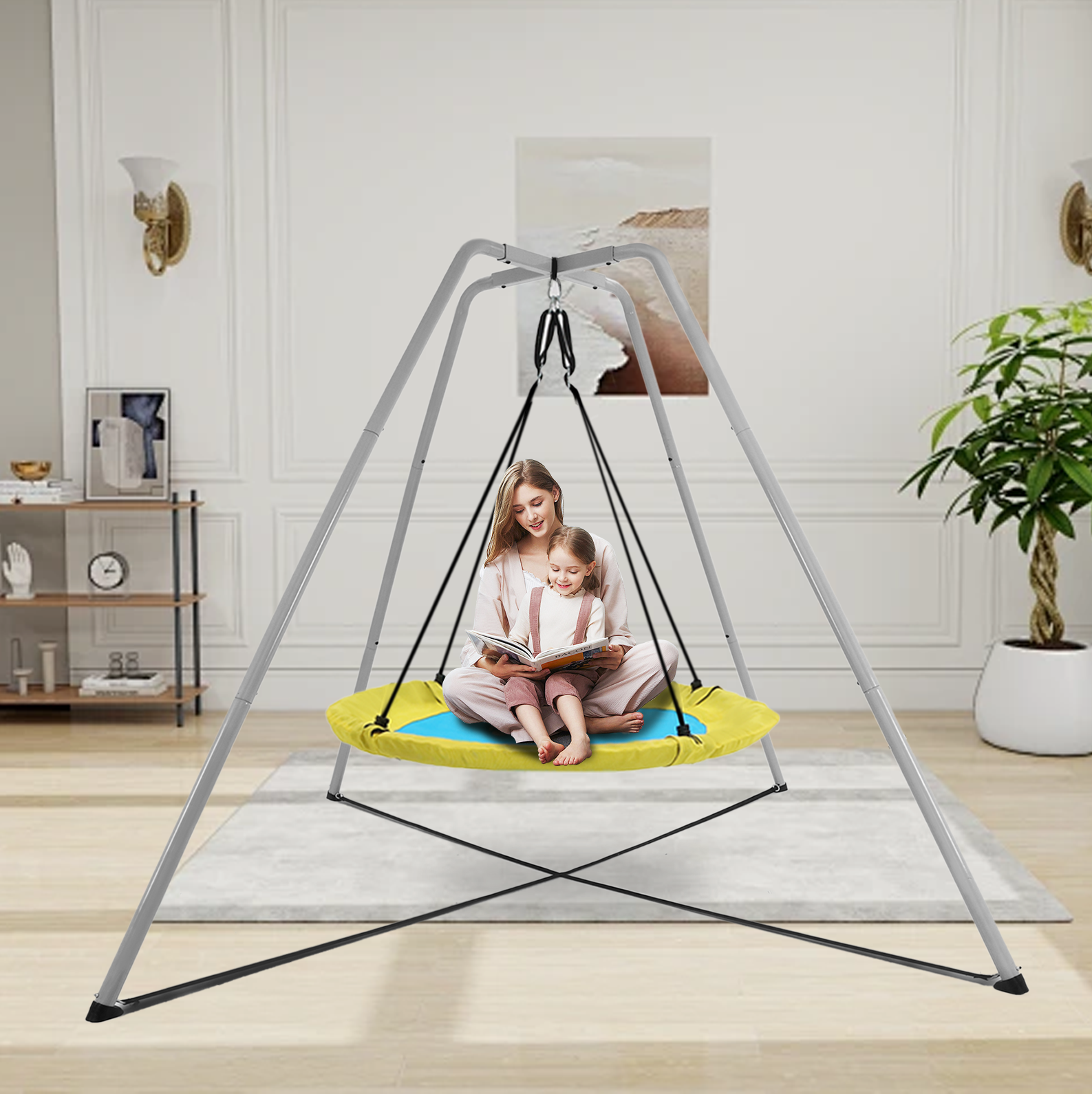 Grauer A-rahmen-schaukelständer Aus Stahl 220 X 220 X 200 Cm, Bis 440 Lb Okmyhome