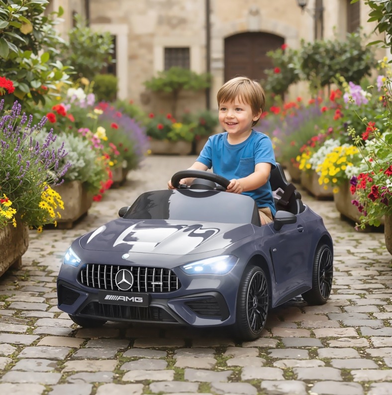 Mercedes-amg Elektroauto Für Kinder 12 V Mit Fernbedienung, Led, Musik, Grau Okmyhome
