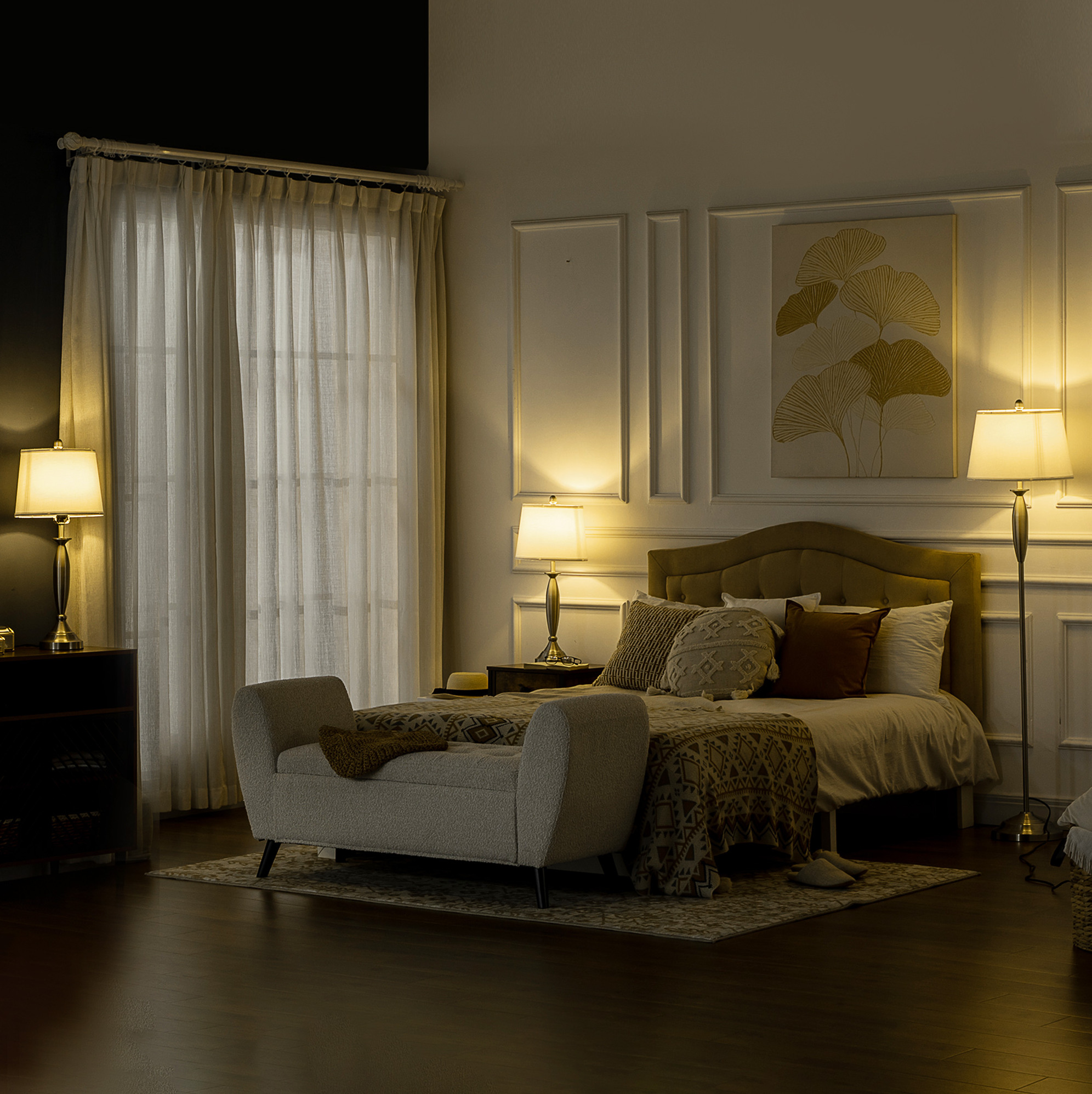 Stehlampen-set Mit 2 Tischlampen, E27 40 W, Silber Und Weiß, 162 Cm Okmyhome