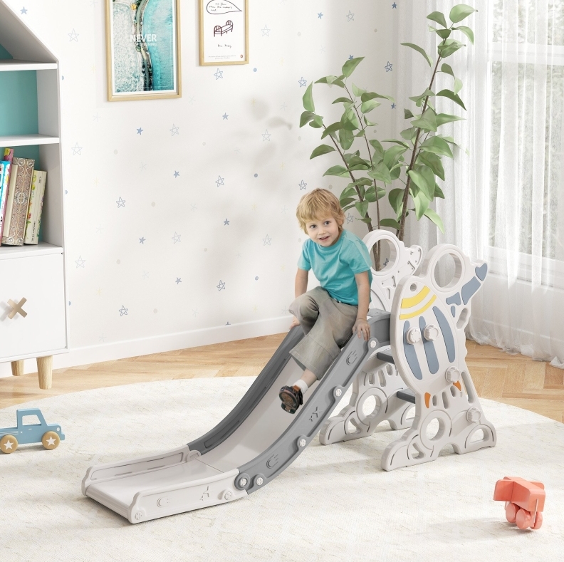 Kinderrutsche Im Raketen-design, Grau, 157 X 46,5 X 80 Cm, Okmyhome