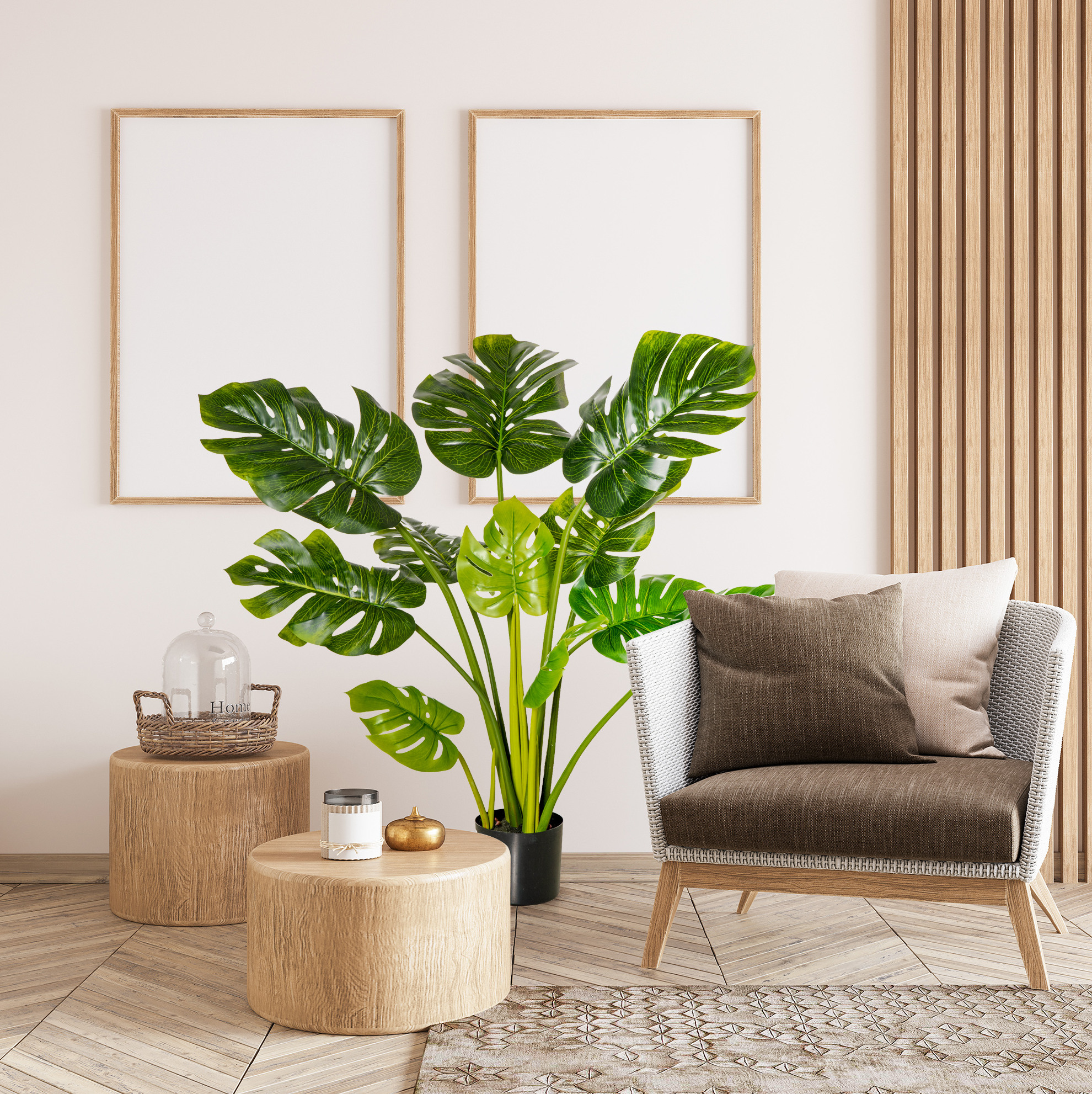 Künstliche Monstera-pflanze 110 Cm Mit Topf, Aus Kunststoff, Grün Okmyhome
