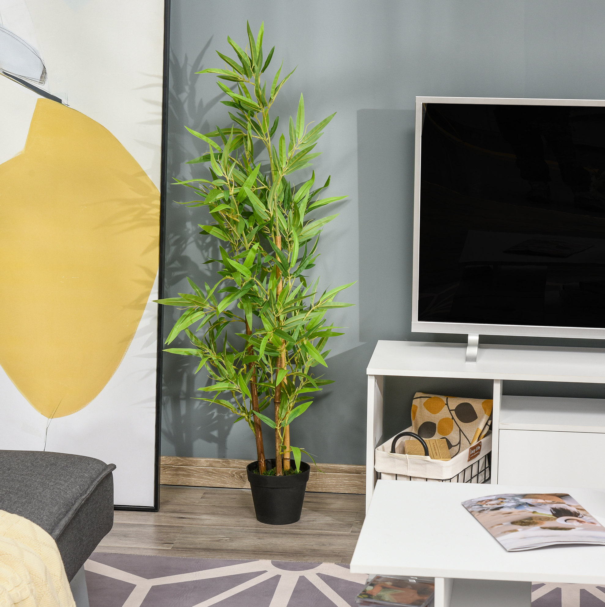 Künstliche Bambuspflanze 120 Cm Mit Topf, Grün Okmyhome