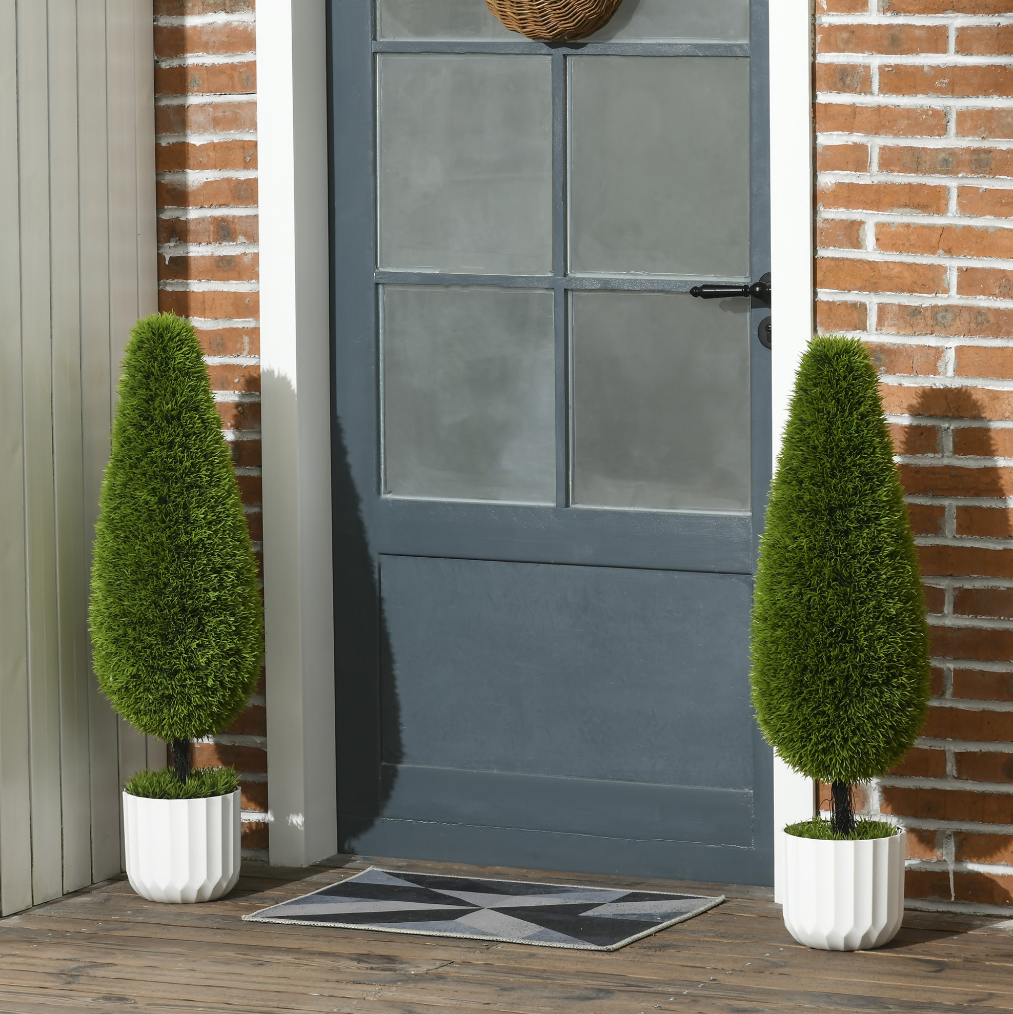 Künstliche Zypresse 2er-set 90 Cm Aus Kunststoff Mit Topf Und Moos Okmyhome