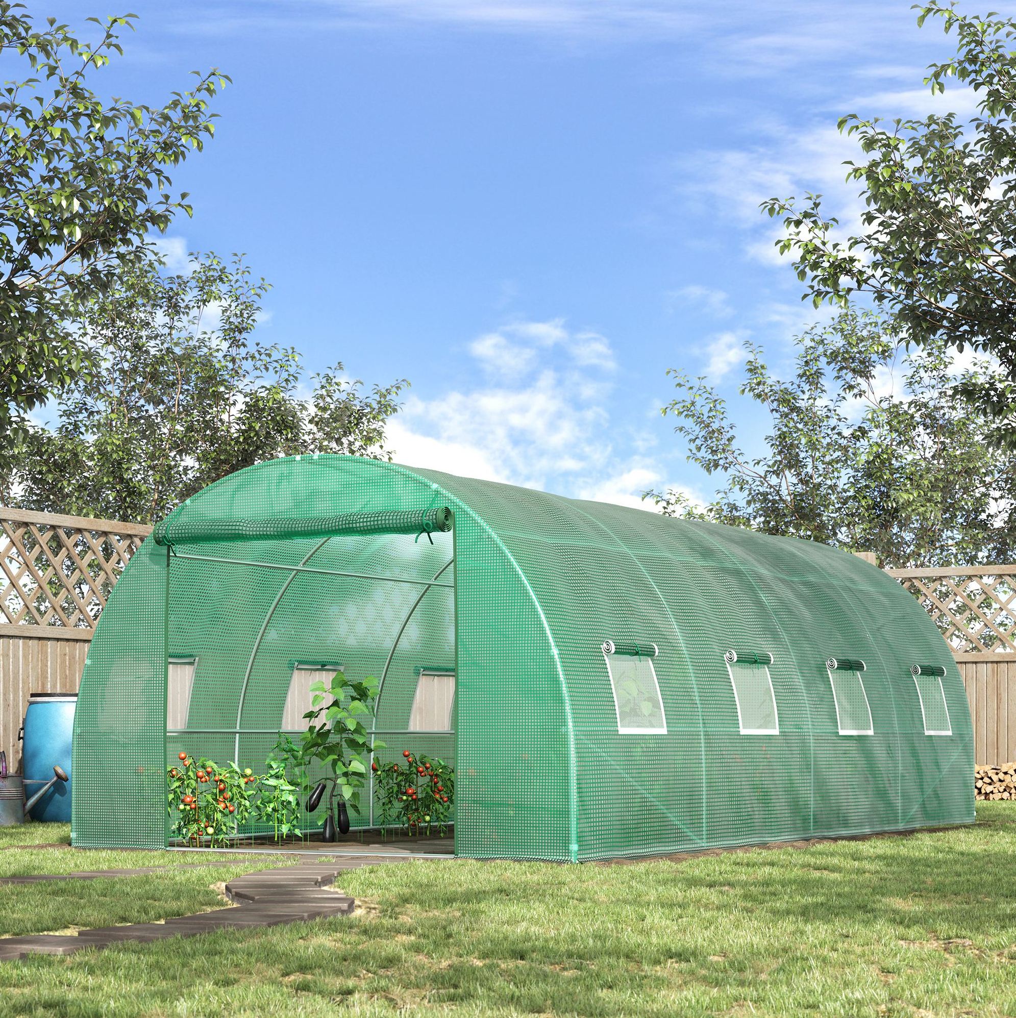 Tunnel-gewächshaus 5,9 X 3 X 2 M Aus Stahl, Grün Okmyhome