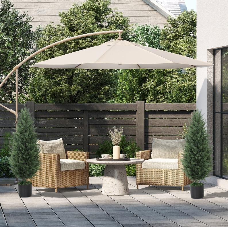 Künstliche Zypresse 2er-set 90 Cm Im Topf, Uv-beständig, Grün Okmyhome